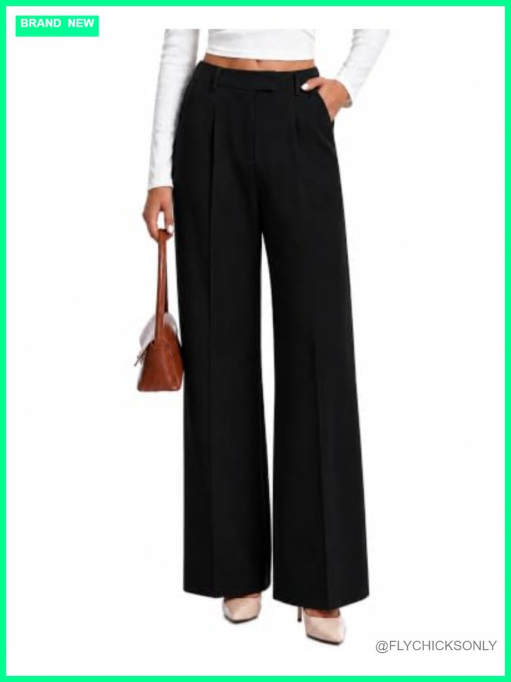 Wide Leg High Waisted Dress Pants Pleated Business Casual Trousers